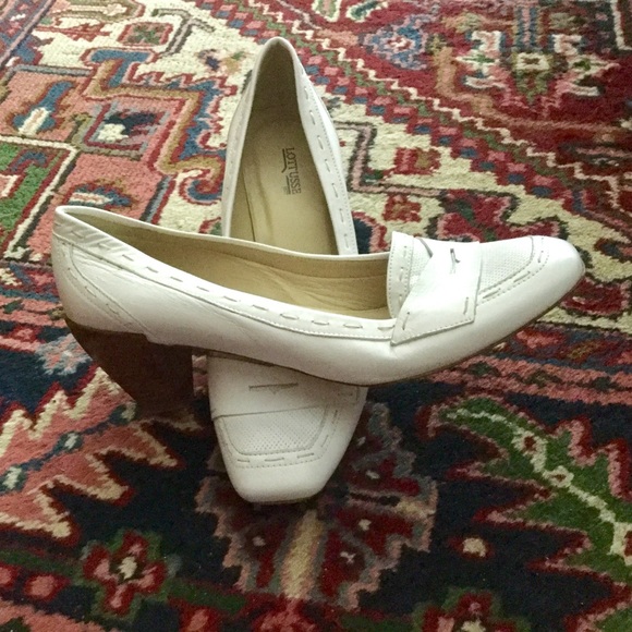 Lottusse Shoes - Lottusse Handmade Leather White Loafers Heeled 7.5
